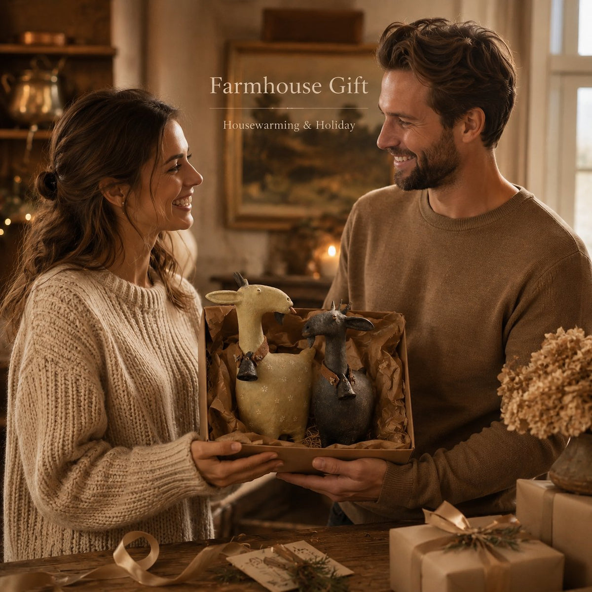 π Whimsical Farmhouse Goat Figurines