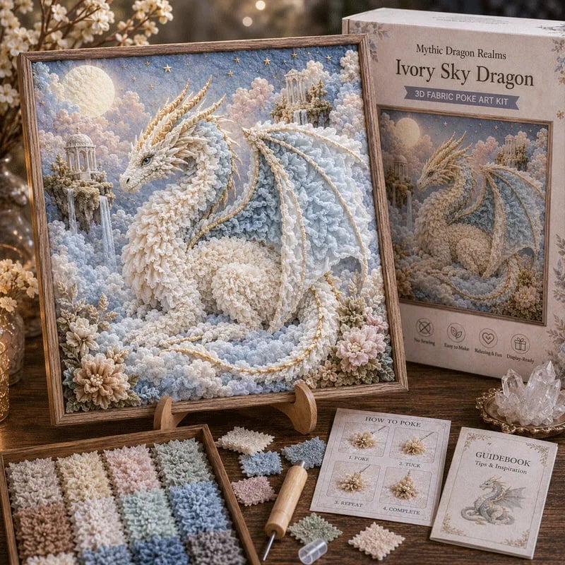 🔥HOT SALE🔥💥🏆Last Day Buy 2 get 1 free🐉 Mythic Dragon Realms 3D Fabric Poke Art Kit
