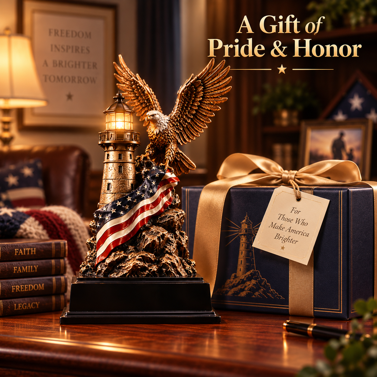 🦅🇺🇸 Liberty Lighthouse™ – Lighted American Eagle Decor