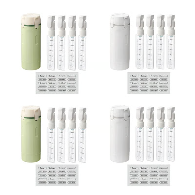 4-in-1 auslaufsicheres, drehbares Reisedispenser-Set