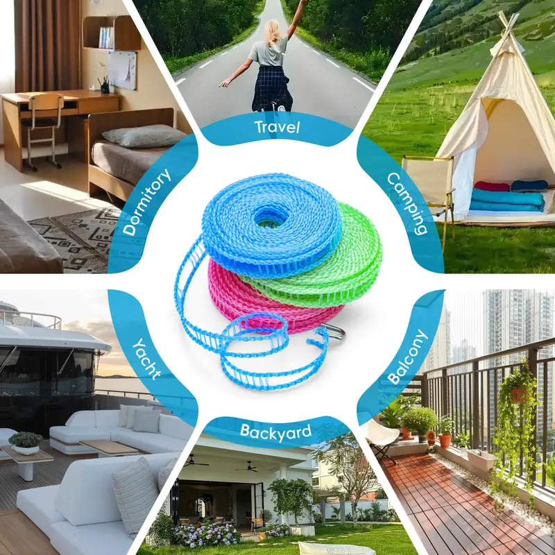 🔥Day Sale 50% OFF🔥Adjustable Windproof Clothesline,(5m/16.4ft) - Portable Telescopic Design