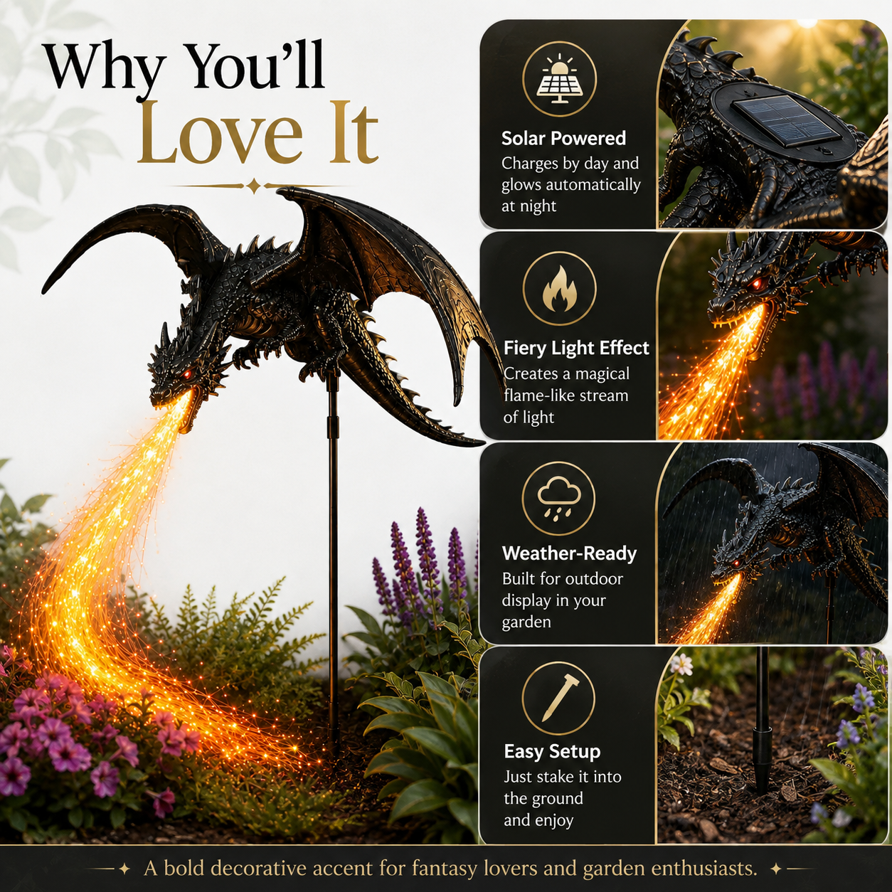 2027 Fellime®Dragon’s Ember Solar Garden Decor222222