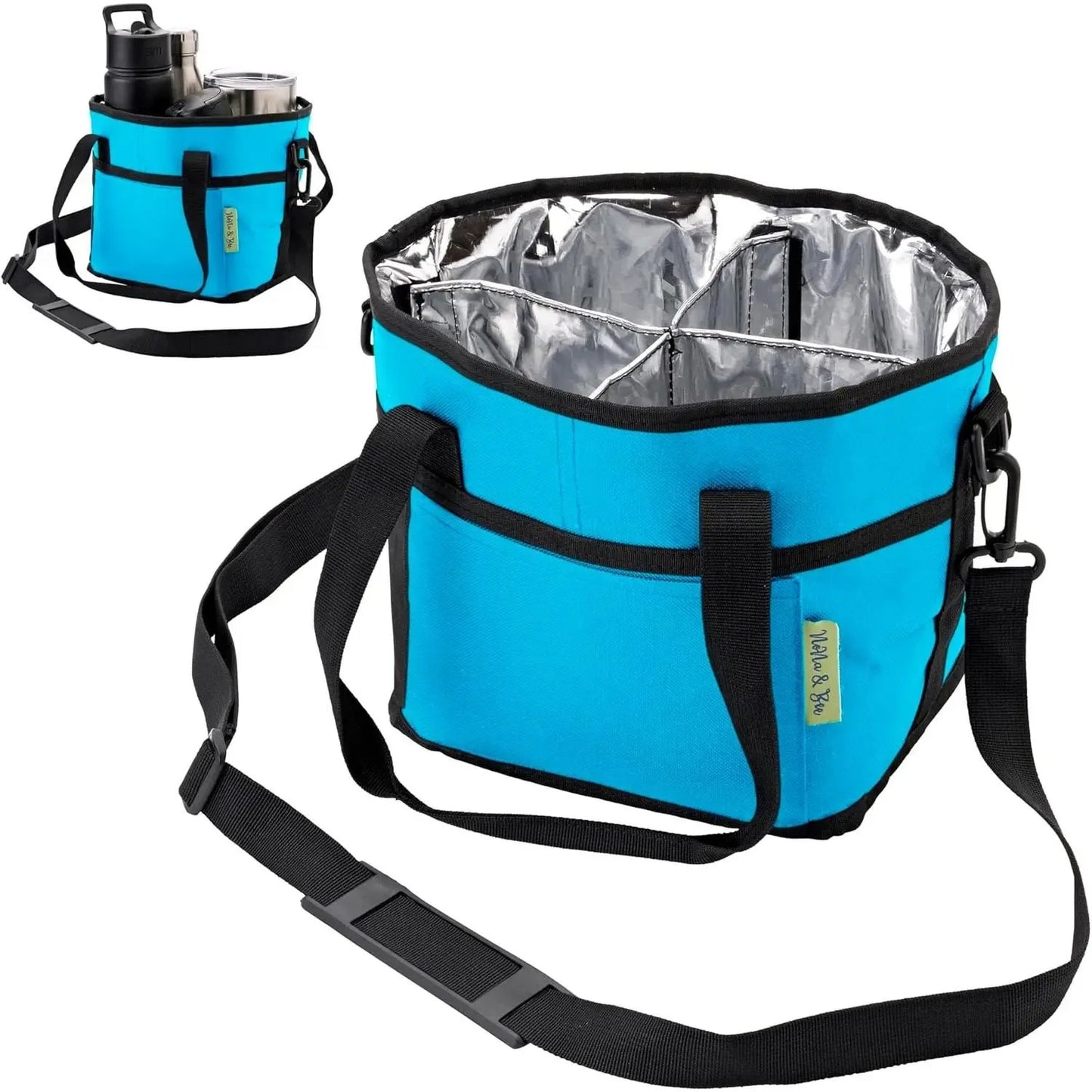 🔥🔥Family Size 4 Compartment Bottle Holder with Strap Adjustable Insert Fits Large and Small Drinks