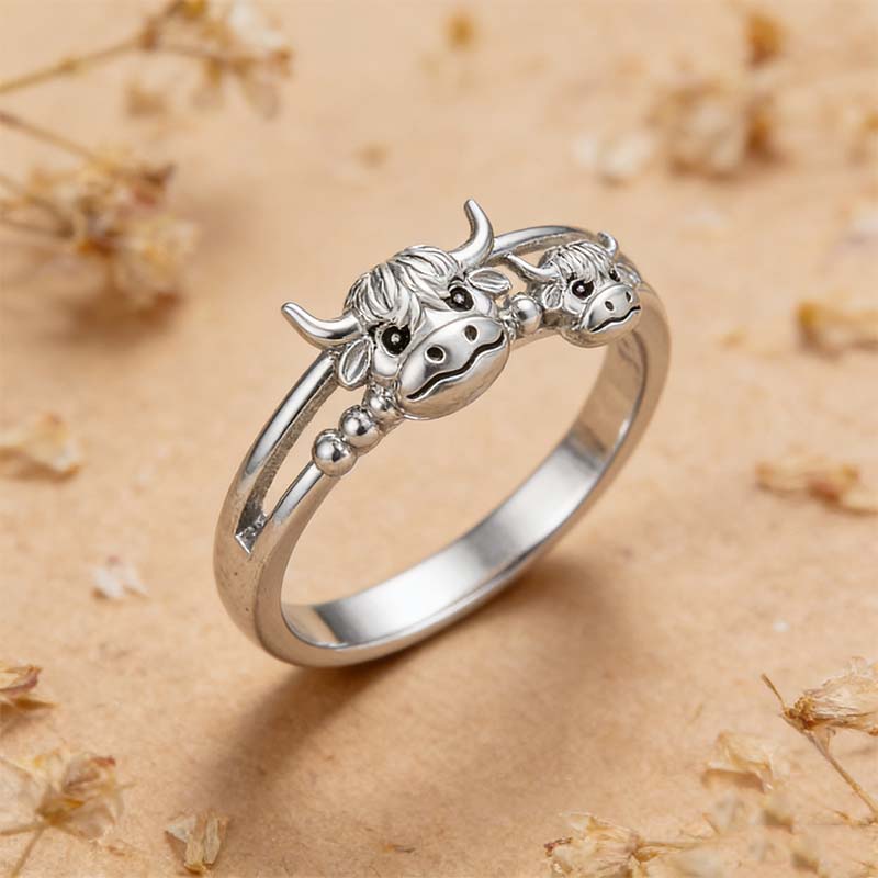 🔥LAST DAY 70% OFF 💕 ✨ Handcrafted Highland Cow Adjustable Ring