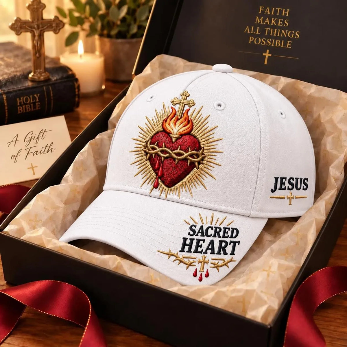 ❤️Sacred Heart of Jesus Faith Baseball Cap✝️Wear Your Faith. Carry His Love.