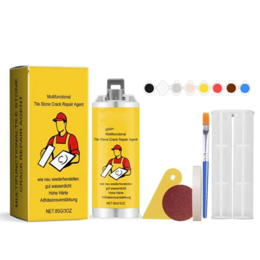 🔥🔧Quick-Drying Tile Repair Glue - Complete Tool Kit for DIY – Fix Cracks Permanently in Minutes!✨