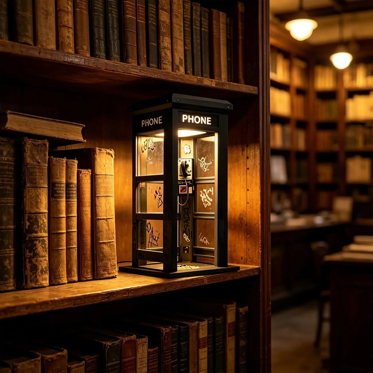 ✨Vintage telephone booth-shaped ambient lamp
