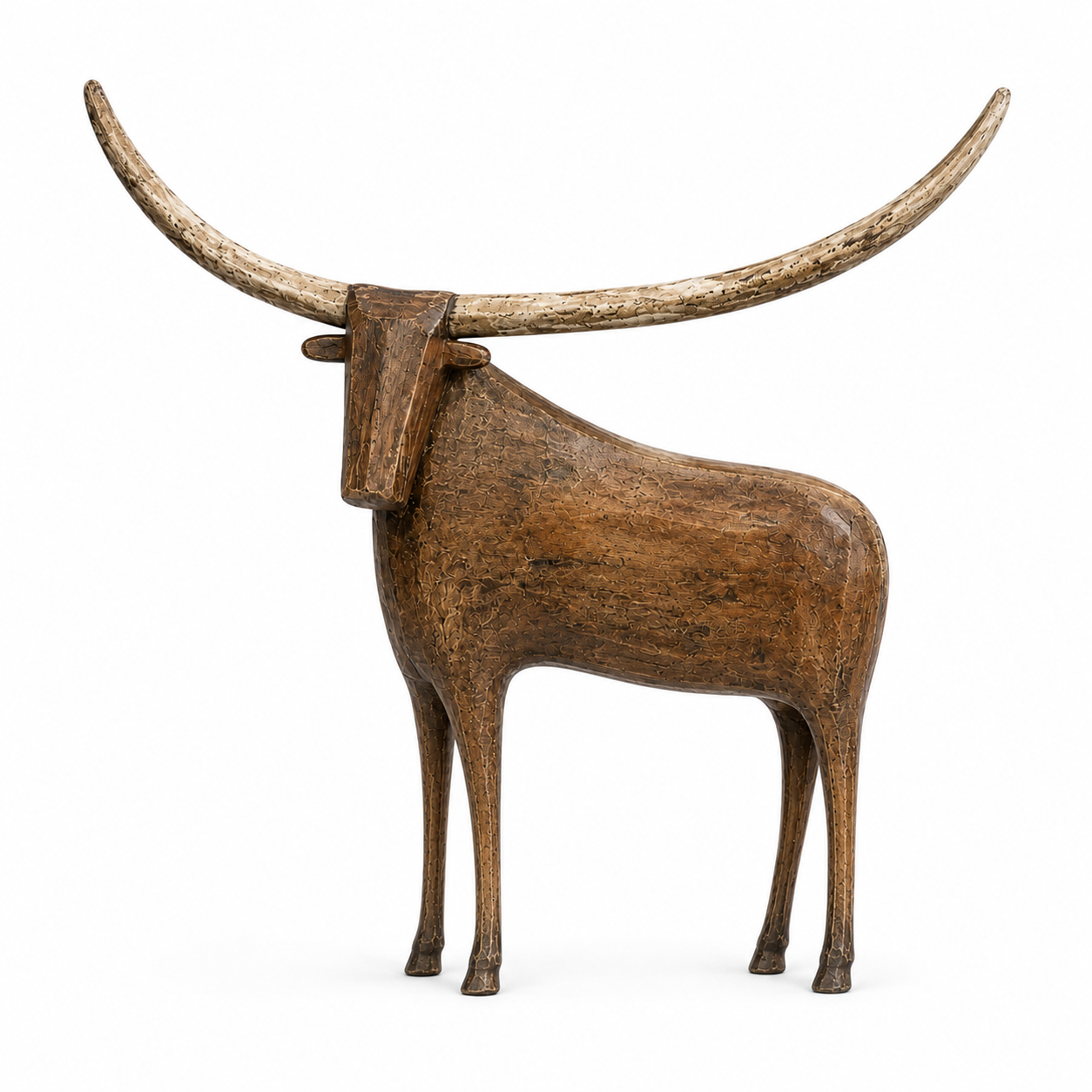 šVintage Longhorn Bull Sculpture