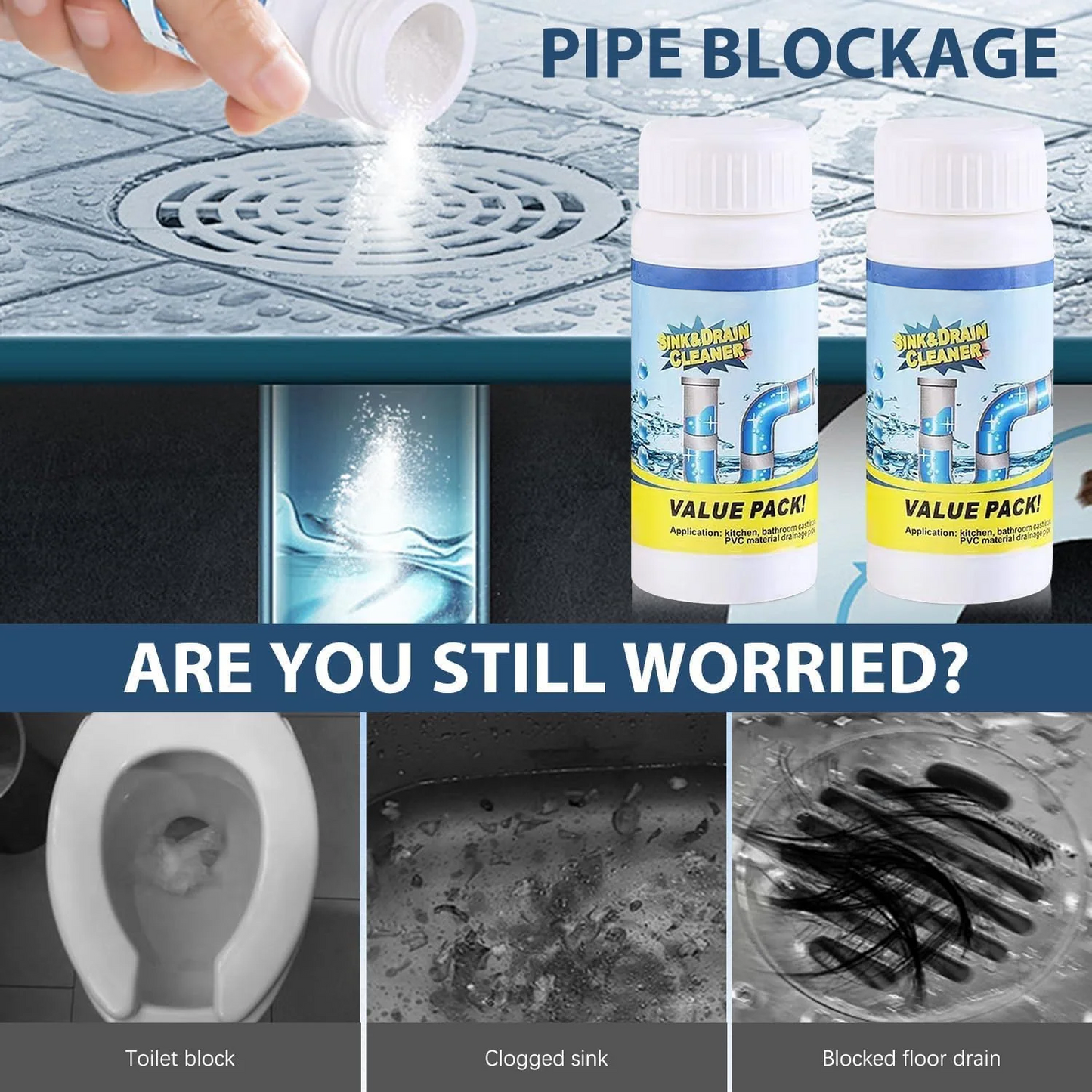 LAST DAY 50% off✨ Powerful Sink Drain Cleaner - All-Purpose Pipe Dredging Powder for Home