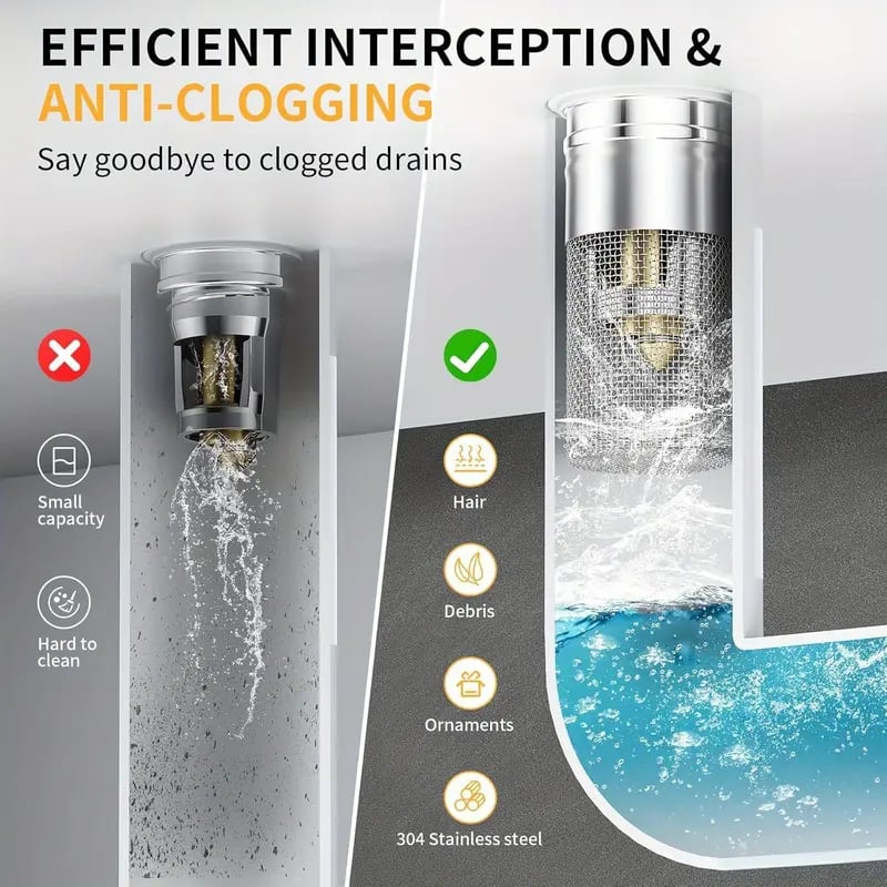 🔥Universal Drain Filter with Stainless Steel Filter Basket
