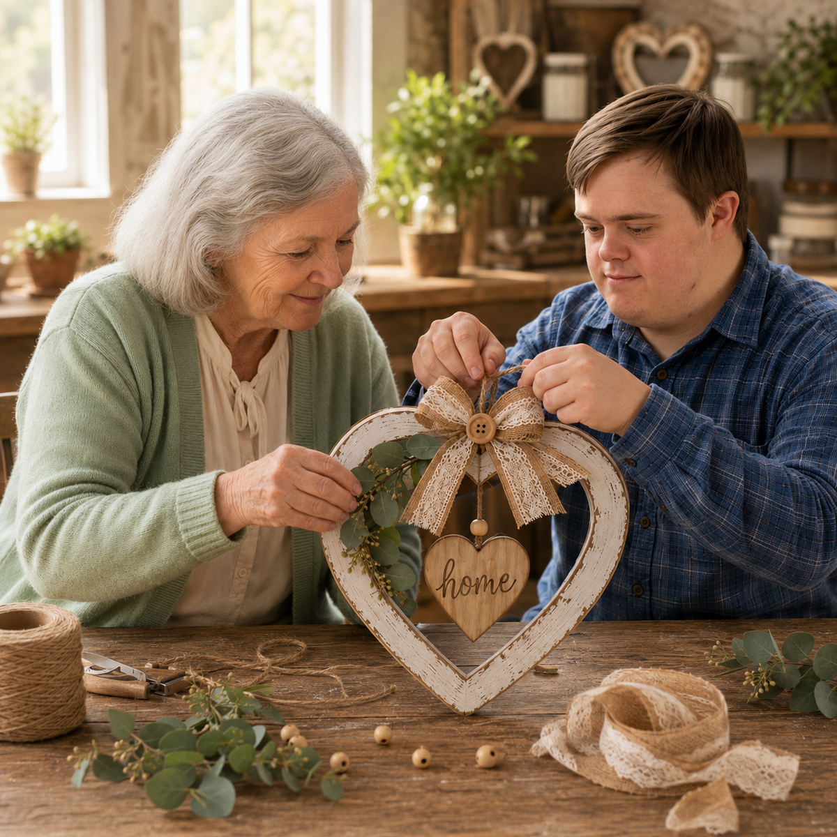 ❤ Handmade Rustic Farmhouse Heart Wall Decor with “Home” Sign