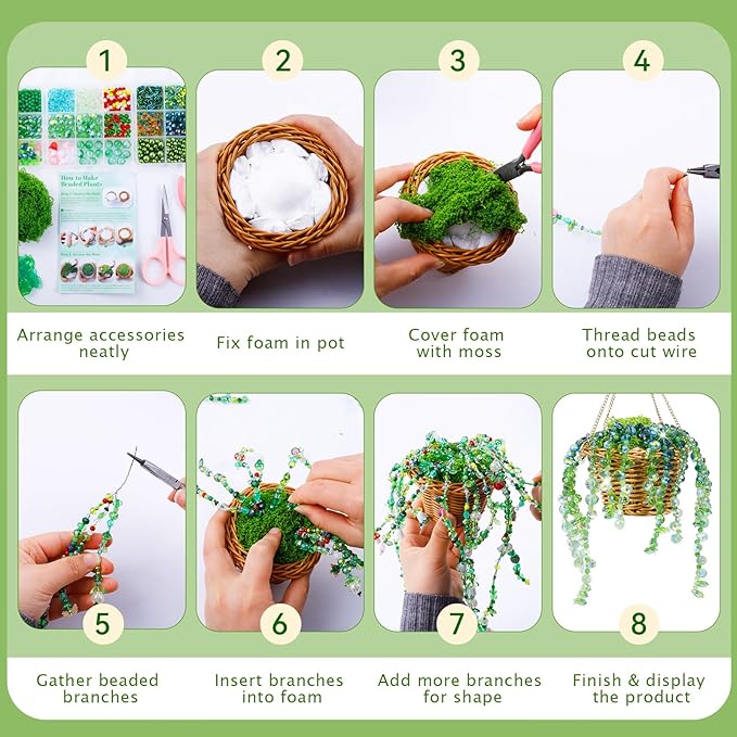 🪴 Hanging Beaded Plant Kit – Craft Your Own Sun-Catching Greenery That Glows!