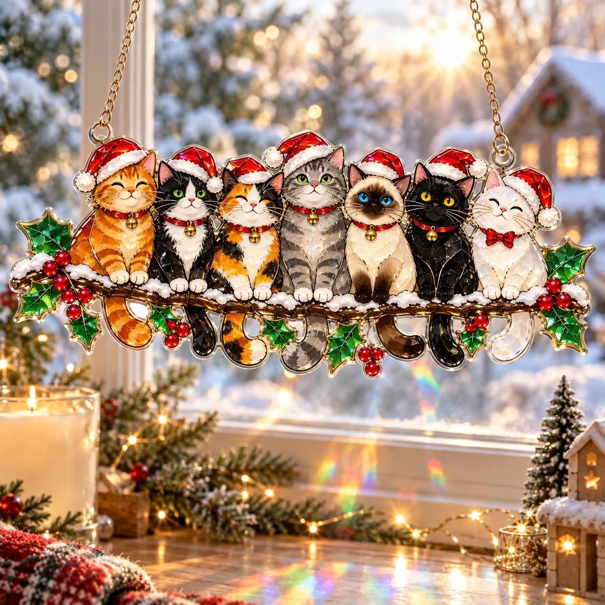 ✨ Whimsical Winter Suncatchers(11 types) | Shatterproof "Stained-Glass" Window Hangings 🎄