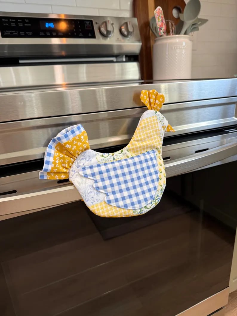 🐔 Handmade Chicken Oven Mitt & Pot Holder – Quilted Hen Hot Pad, Insulated & Heat Resistant, Farmhouse Kitchen Decor 🔥🏡