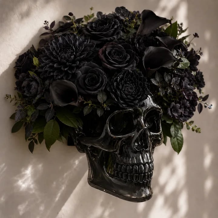 Gothic Skull Wall Vase đđ¸ â Hangable & Tabletop Freestanding