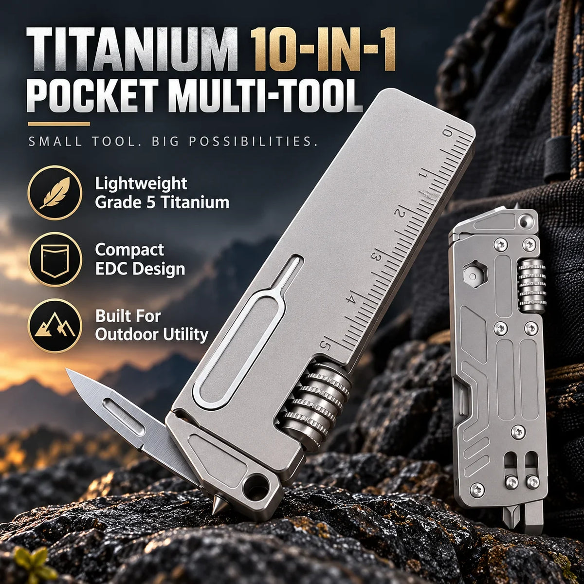 🔧 50% OFF Today! Titanium 10-in-1 Pocket Multi-Tool for Everyday Carry