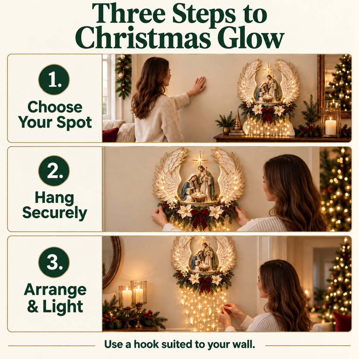 🔥Last Day 70% OFF✝️🪽 Angel’s Embrace Nativity Wall Light – A Meaningful Christmas Glow🎄