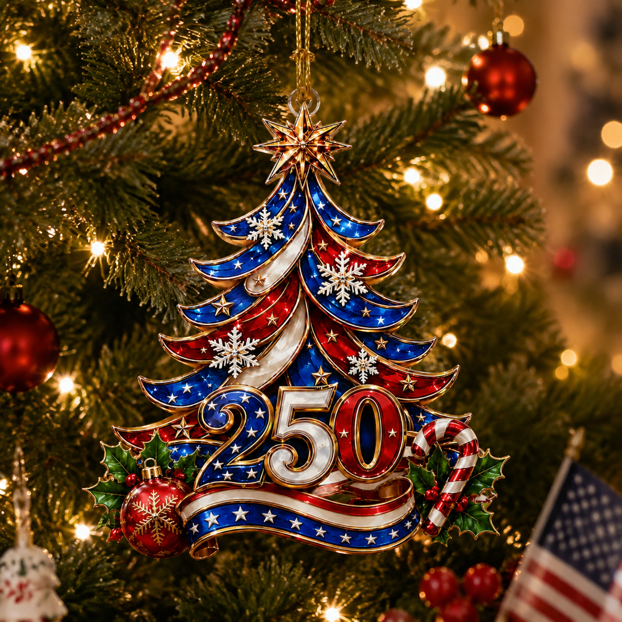 Patriotic ornament on display