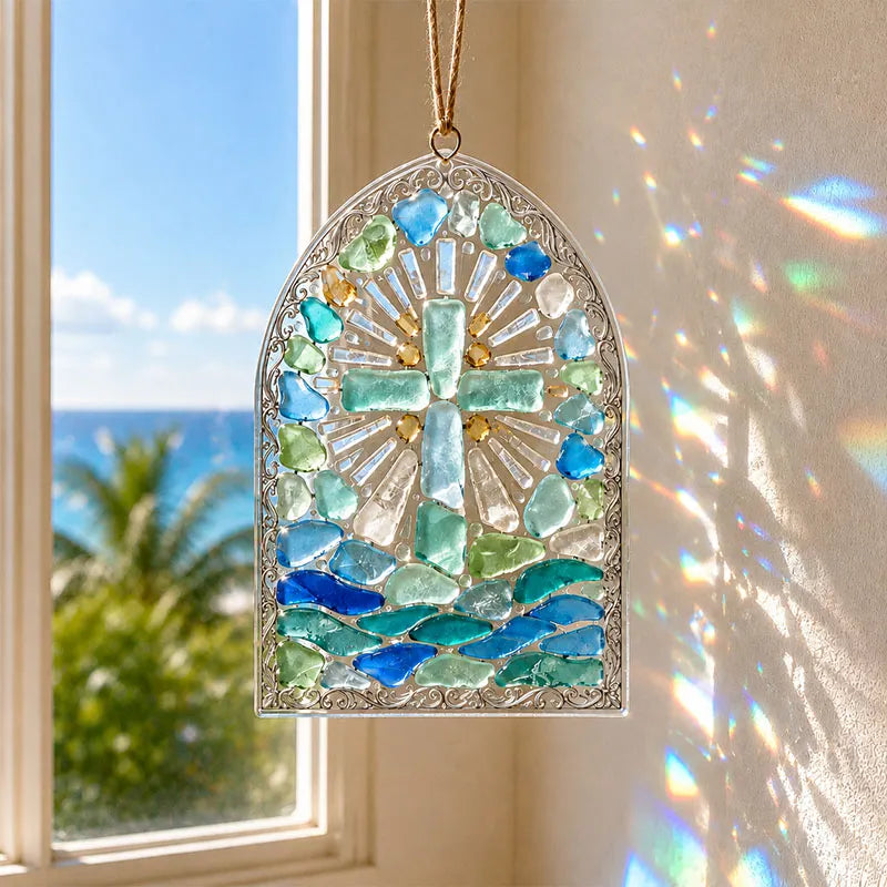 đ
2026 Christmas Gift 50% Off--âBe Stillâ Christian Sea Glass Suncatcher DIY Kit â Cross & Ocean Wave Stained Glass Craft, Psalm 46:10 Faith-Inspired Window DĂŠcor and Religious Gift