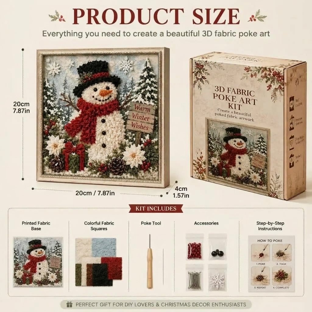 🎄 3D Christmas Fabric Poke Art Kit