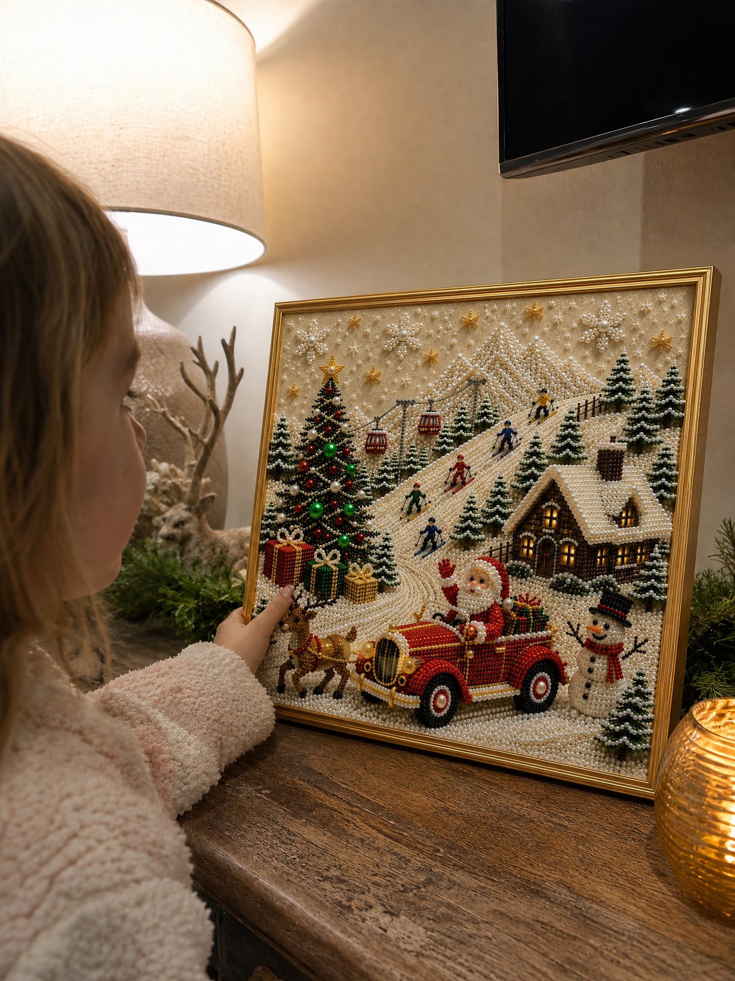 🎄Relaxing & Beginner-Friendly🎅 Premium 3D Pearl Christmas Wall Art Kit ⛄️❄️