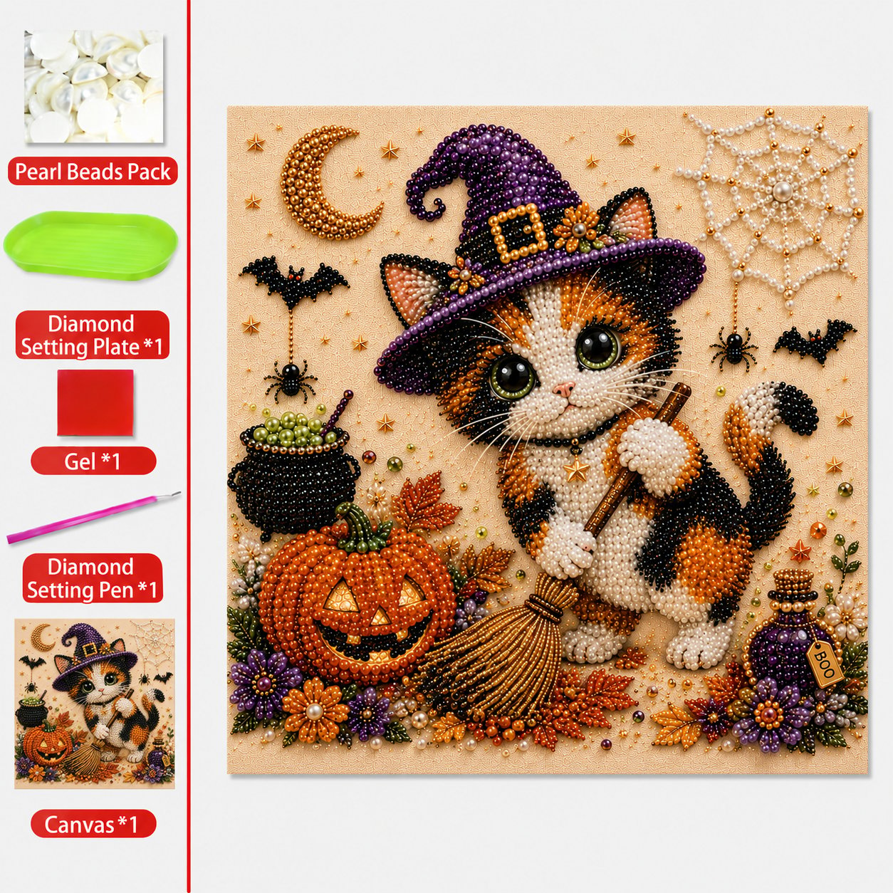DIY Halloween Cat Pearl Bead Painting Kit 🐈⬛🎃