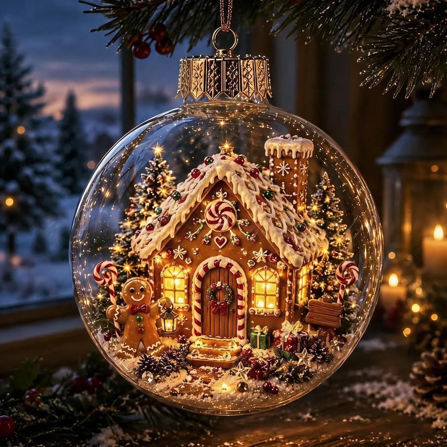 🎅Christmas Early Bird Sale🔥🎄 Glowing Christmas Diorama Ornament with LED Lights💡 – Handmade Holiday Village Display for Home & Tabletop Decor🎅❄️