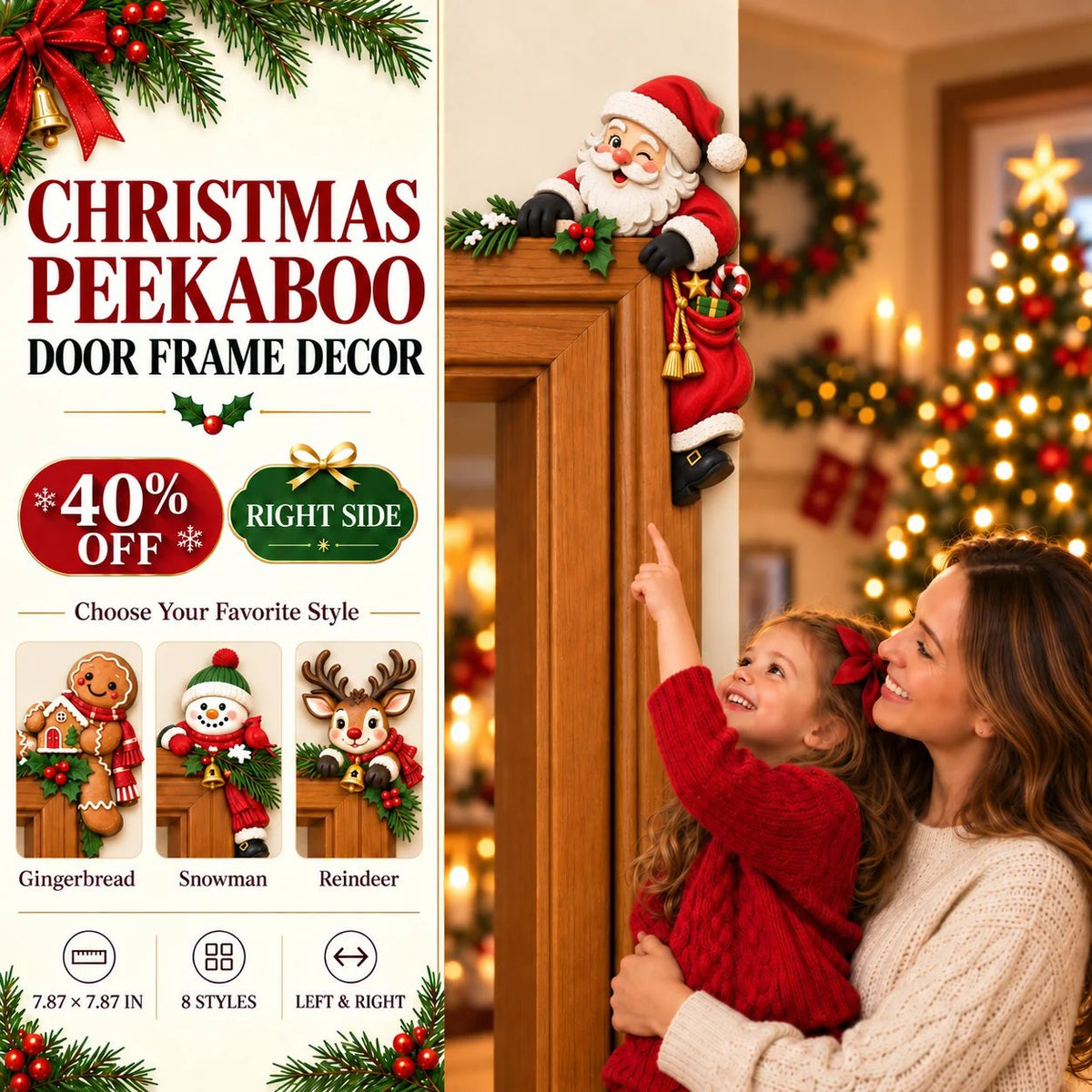🎅 49% OFF | Christmas Door Frame Corner Decor – A Fun Holiday Surprise 🎄