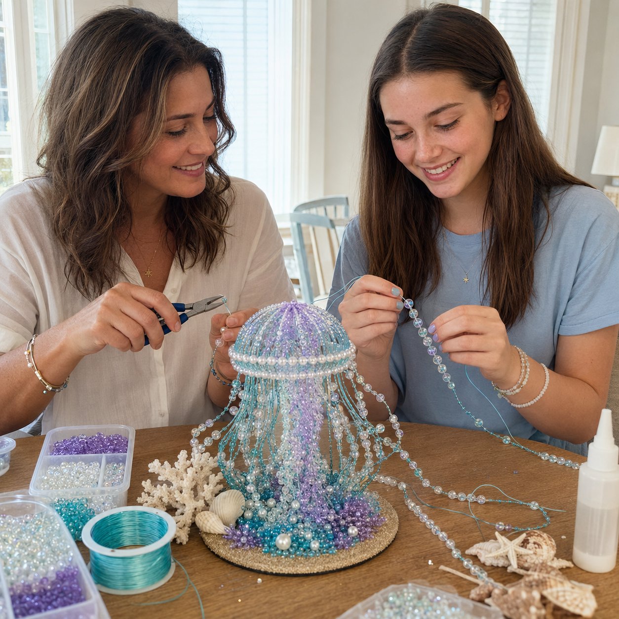 š„LAST DAY 50% OFF - š Ocean Sparkle Animal Craft Kit | Create a Dimensional Underwater Centerpiece with Colorful Beads, Pearls & Coastal Details šāØ