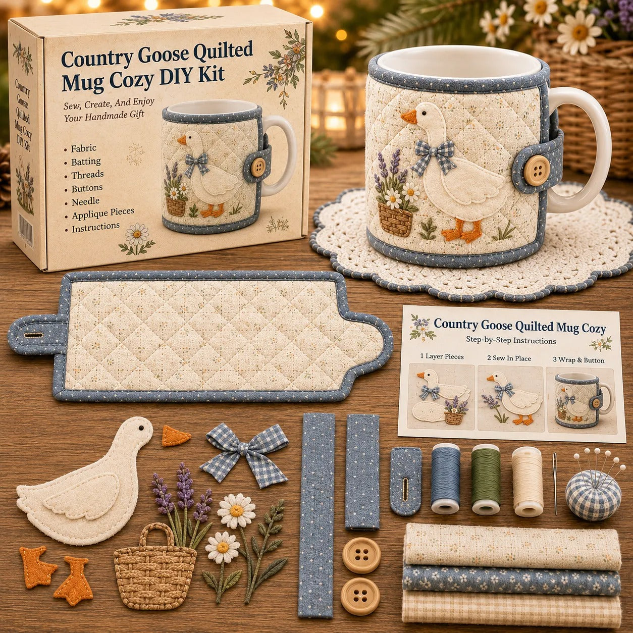 🐷 Farmhouse Friends Mug Cozy Sewing Kit