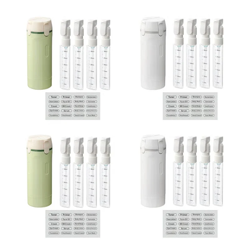 🔥4-in-1 Travel Refillable Bottle Set – Compact Toiletry Dispenser