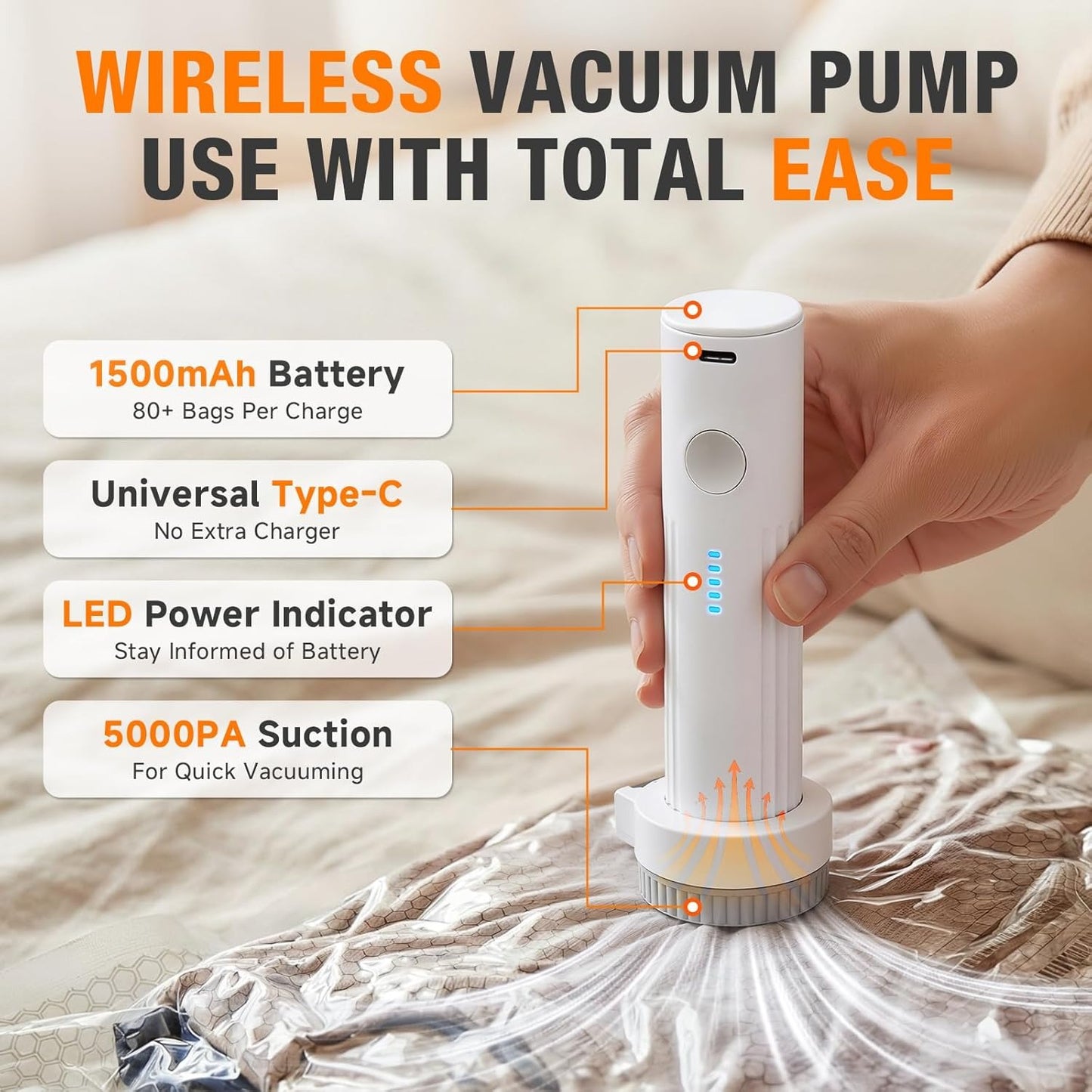 🏆⚡ 50K+ SOLD! Cordless Travel Vacuum Storage Compression Bag