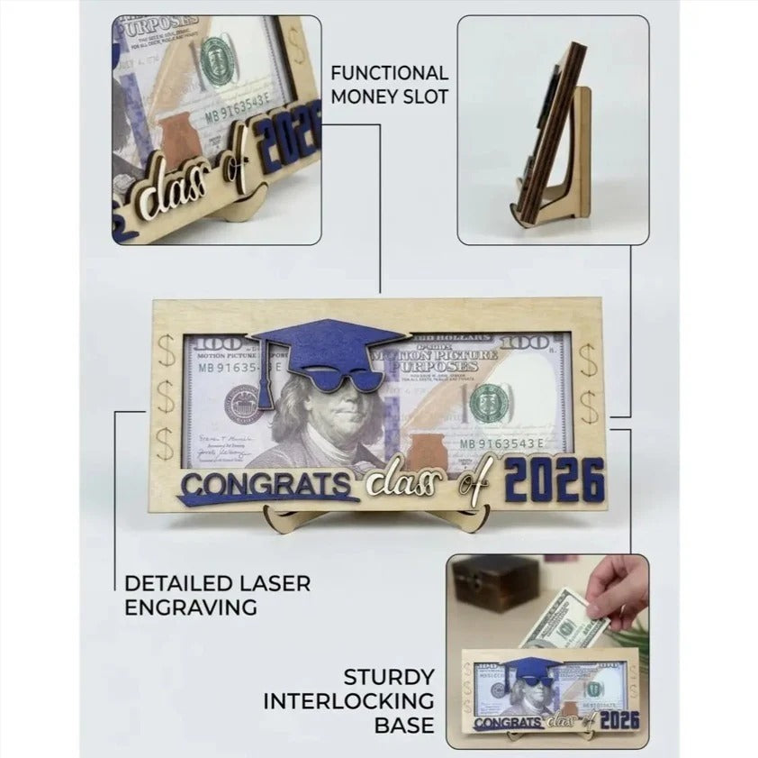 2026 Graduation Money Holder | Wooden Cash Gift Box – Unique Graduation Keepsake for High School or College Grad