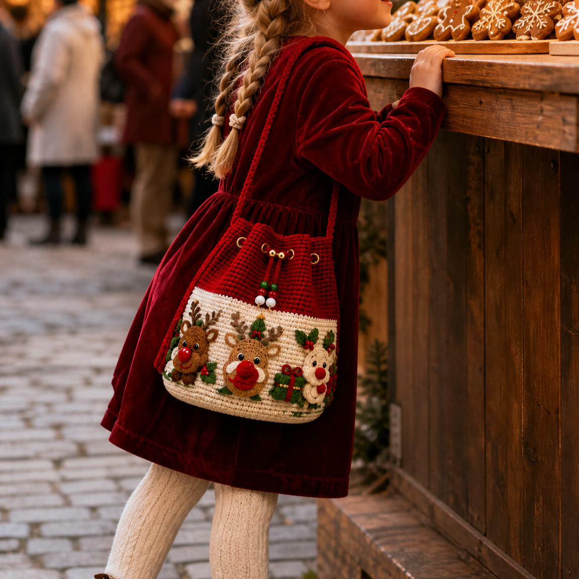 šChristmas Crochet Bucket Crossbody Bag š
| 4 Styles HandāKnitted Drawstring Shoulder Purse | Festive Holiday Women Handbag Gift