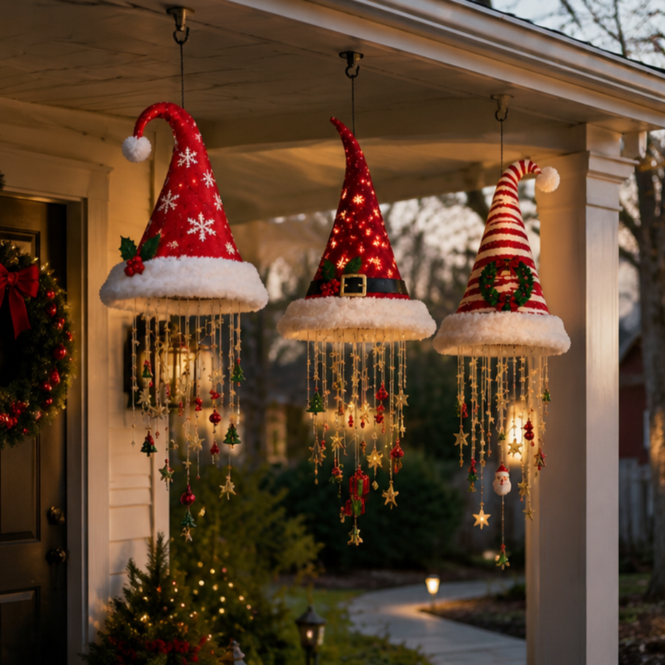 ๐
Lighted Santa Hat Hanging Chandelier ๐ | 3 Styles Warm LED Christmas String Light | Indoor Outdoor Porch Holiday Decor Gift