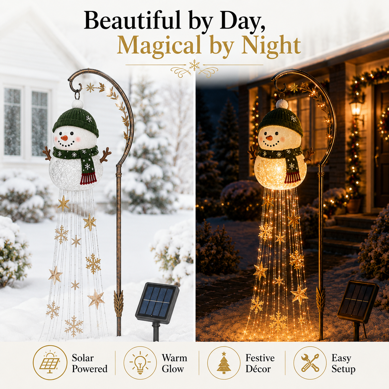 Snowman Starlight Cascade day and night comparison