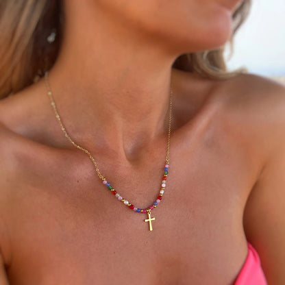 ✝️ 66% OFF Today Only🎁 Beaded Cross Necklace – Faith & Protection