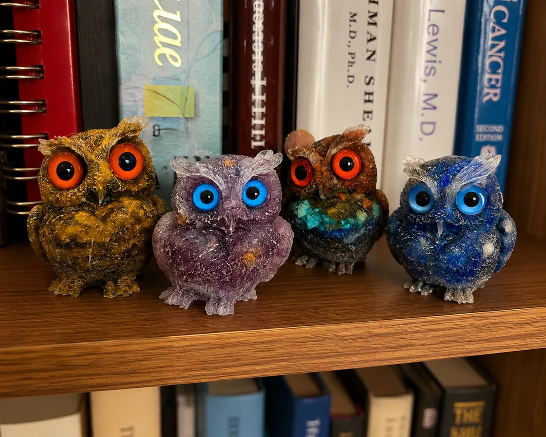 🔥Handmade Natural Crystal Gemstone Owl