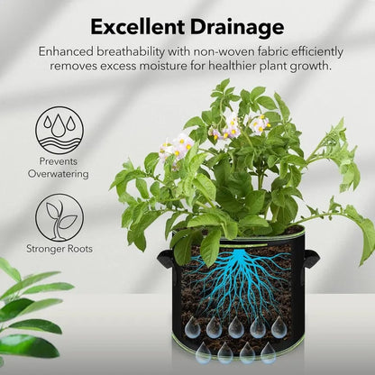 ⭐🌱 5-Pack 5 Gallon Grow Bags – Heavy Duty Aeration Fabric Pots with Handles for Vegetables, Flowers & Fruits 🪴