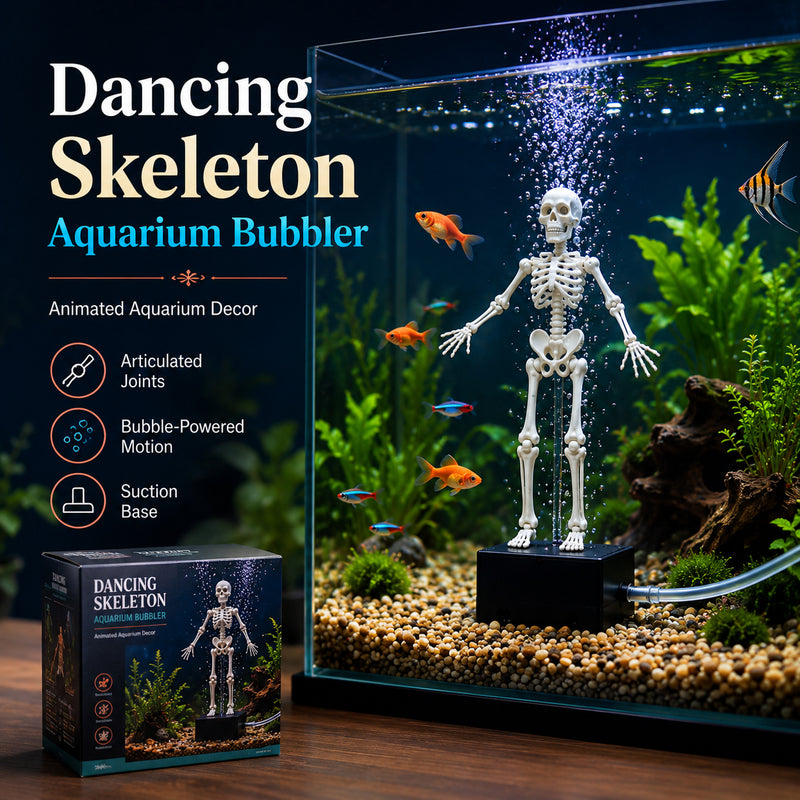 Dancing skeleton aquarium bubbler in a fish tank