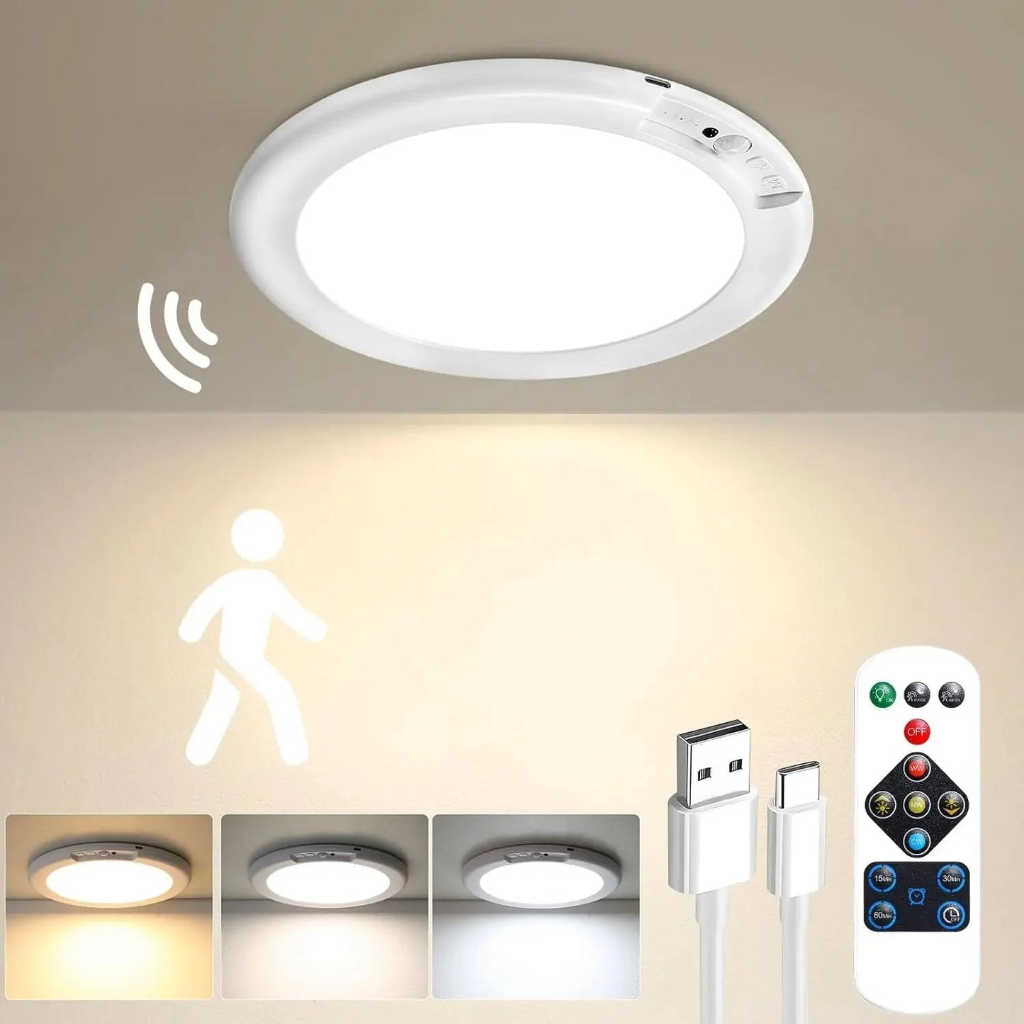 💡 Rechargeable Motion Sensor Ceiling Light with Remote – Limited Time 50% OFF