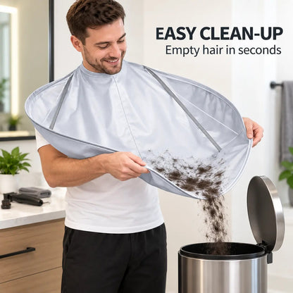 ✂️ Foldable Hair Catch Cape – Memory Steel Ring for Instant Mess-Free Grooming 🌀