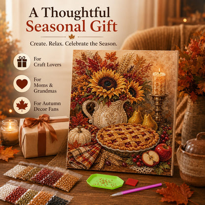 🍂 LAST DAY 49% OFF – Premium 3D Pearl Autumn & Thanksgiving Diamond Painting Art Kit | Luxury Flocked Canvas with Scratch-Resistant Non-Fading Pearl Beads DIY Fall Harvest Decor 🍁🦃💎