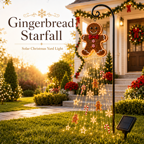 🍪 Gingerbread Starfall™ Solar Christmas Yard Light