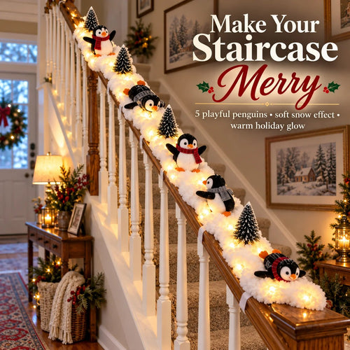 🔥Buy 2 Get 20% OFF🔥Playful Penguin Snowy Stair Railing Decor