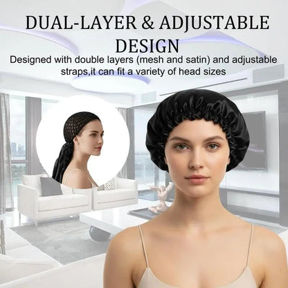 Detachable Satin Hair Wrap & Hair Net — 2-in-1 Design