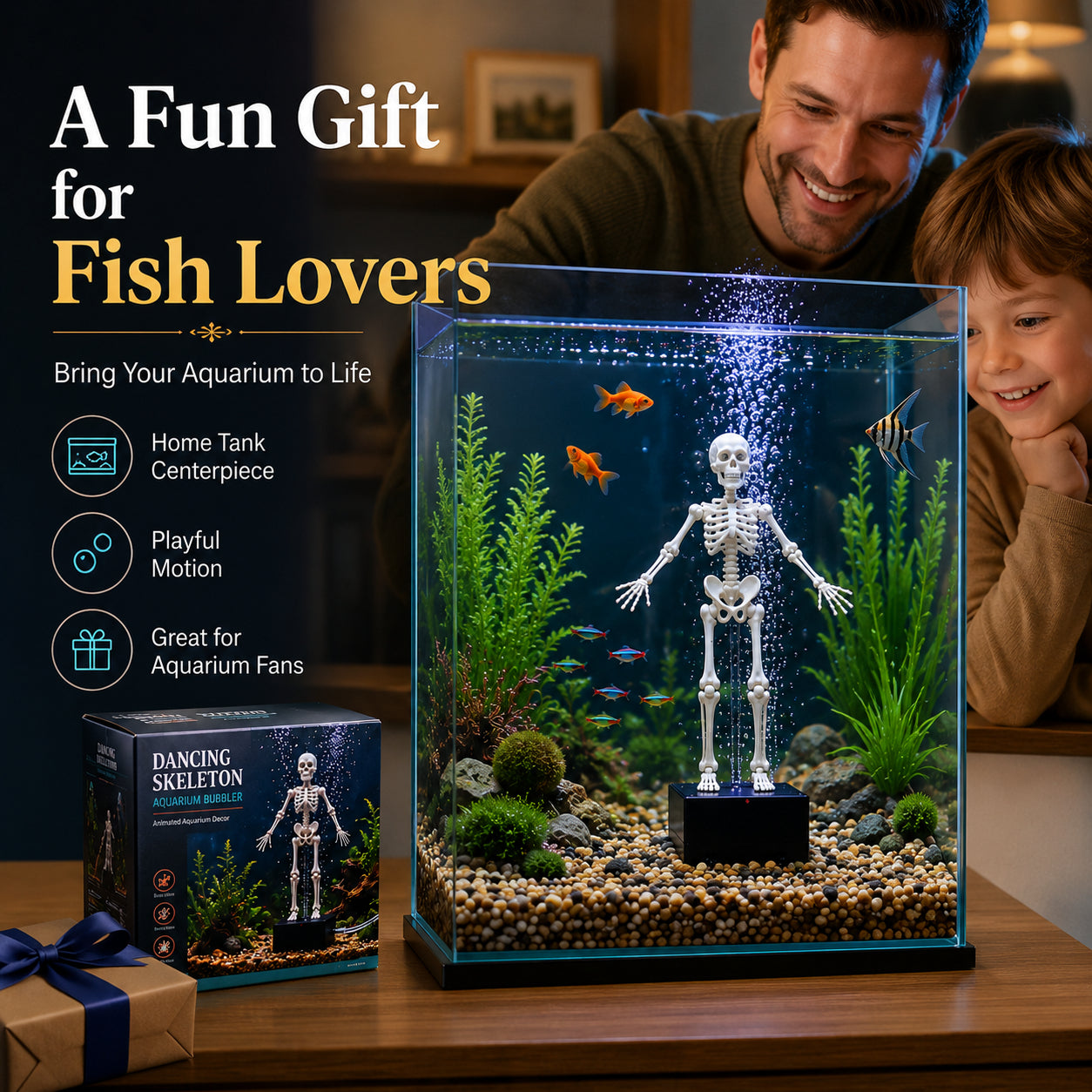 Dancing Skeleton Aquarium Bubbler