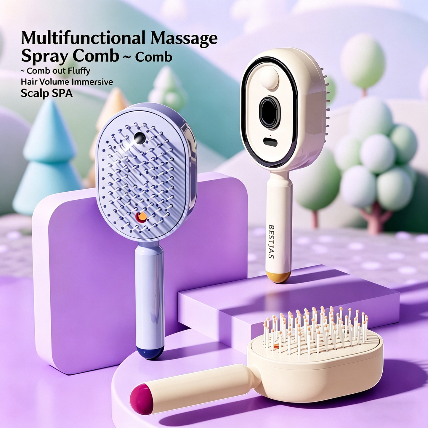 Electric spray airbag detangling comb, anti-static massage comb-Rosemary hair oil included