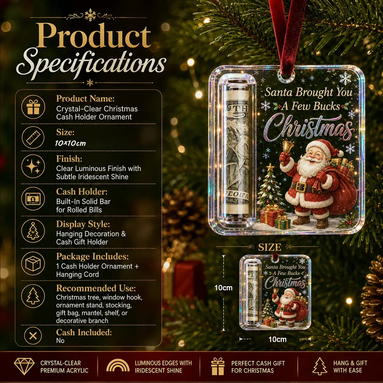 🔥LAST DAY 50% OFF - 🎄Christmas Cash Gift Ornament- Make Cash Feel Like A Real Christmas Gift💵