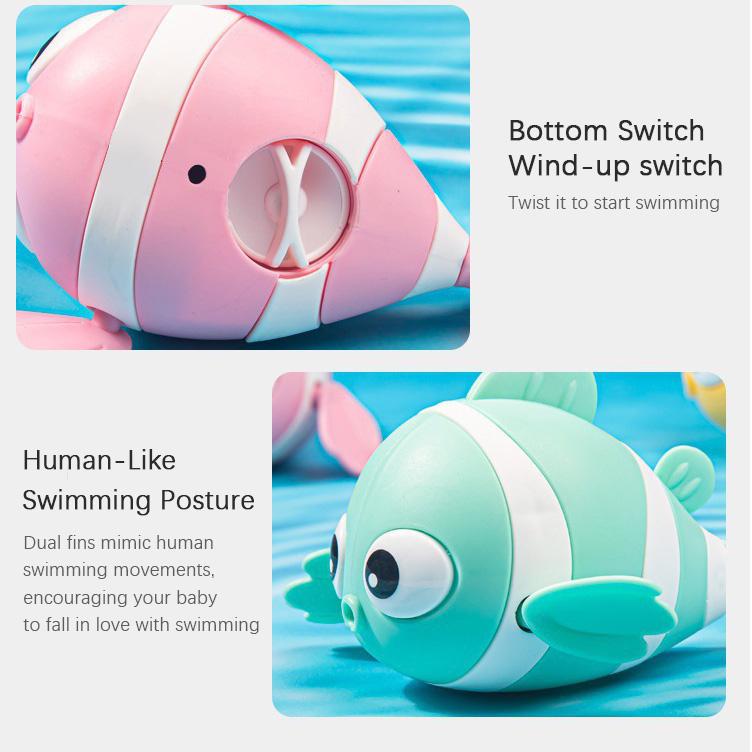 🐟🪸Baby bath clownfish wind-up toy for bathing, children's chain toy for water play